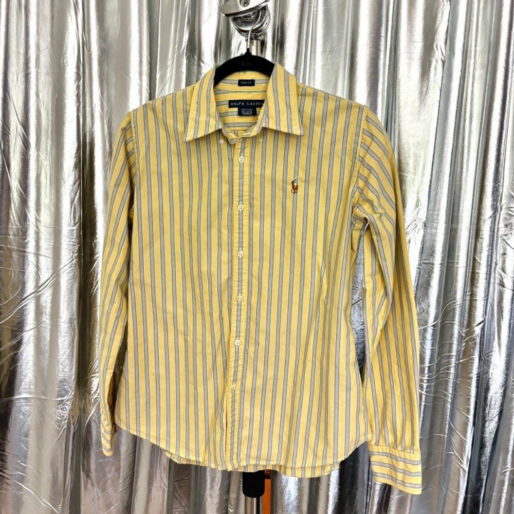 Ralph Lauren Yellow Striped Slim Fit Button-Up